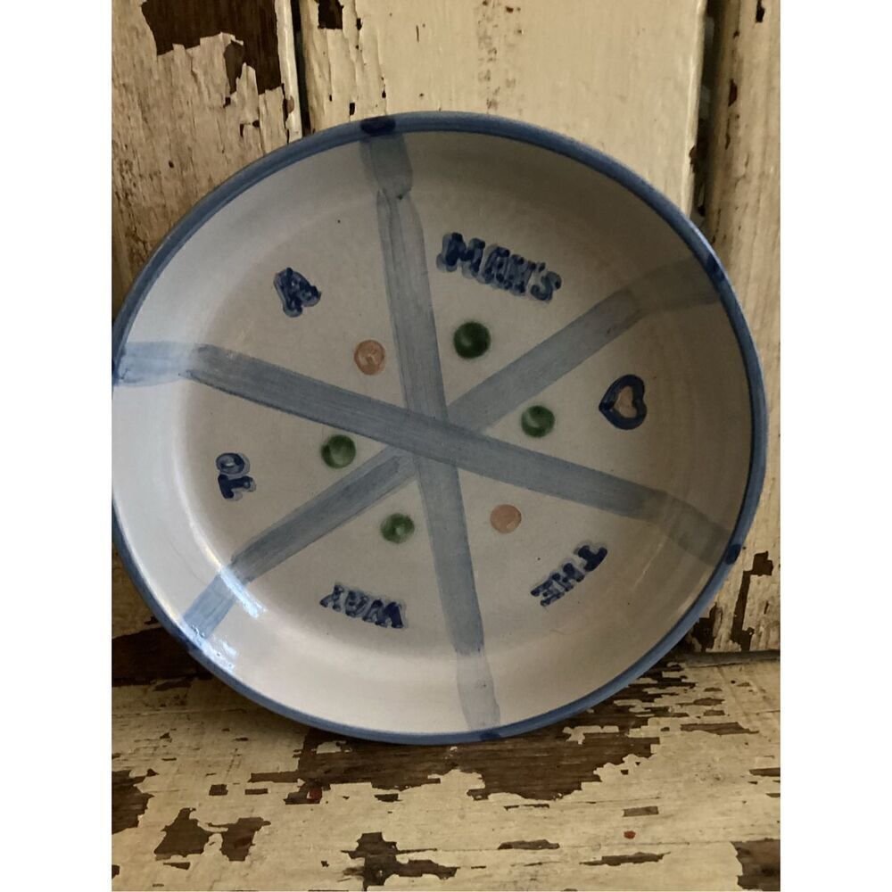 M.A Hadley Pie Plate Pottery ‘The Way To A Mans Heart’ Signed 9.5” Round